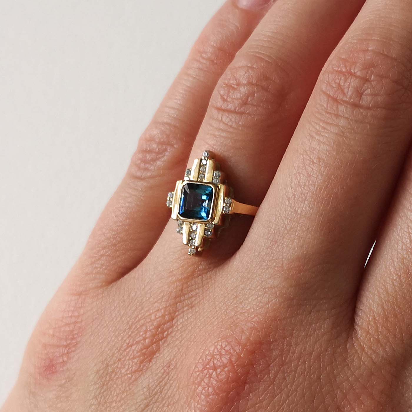 Levels of Light Engagement Ring with Blue Topaz